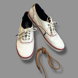 KEDS Champion Pennant  Baseball Sneakers Canvas Red Stitching Low Top Womens 9